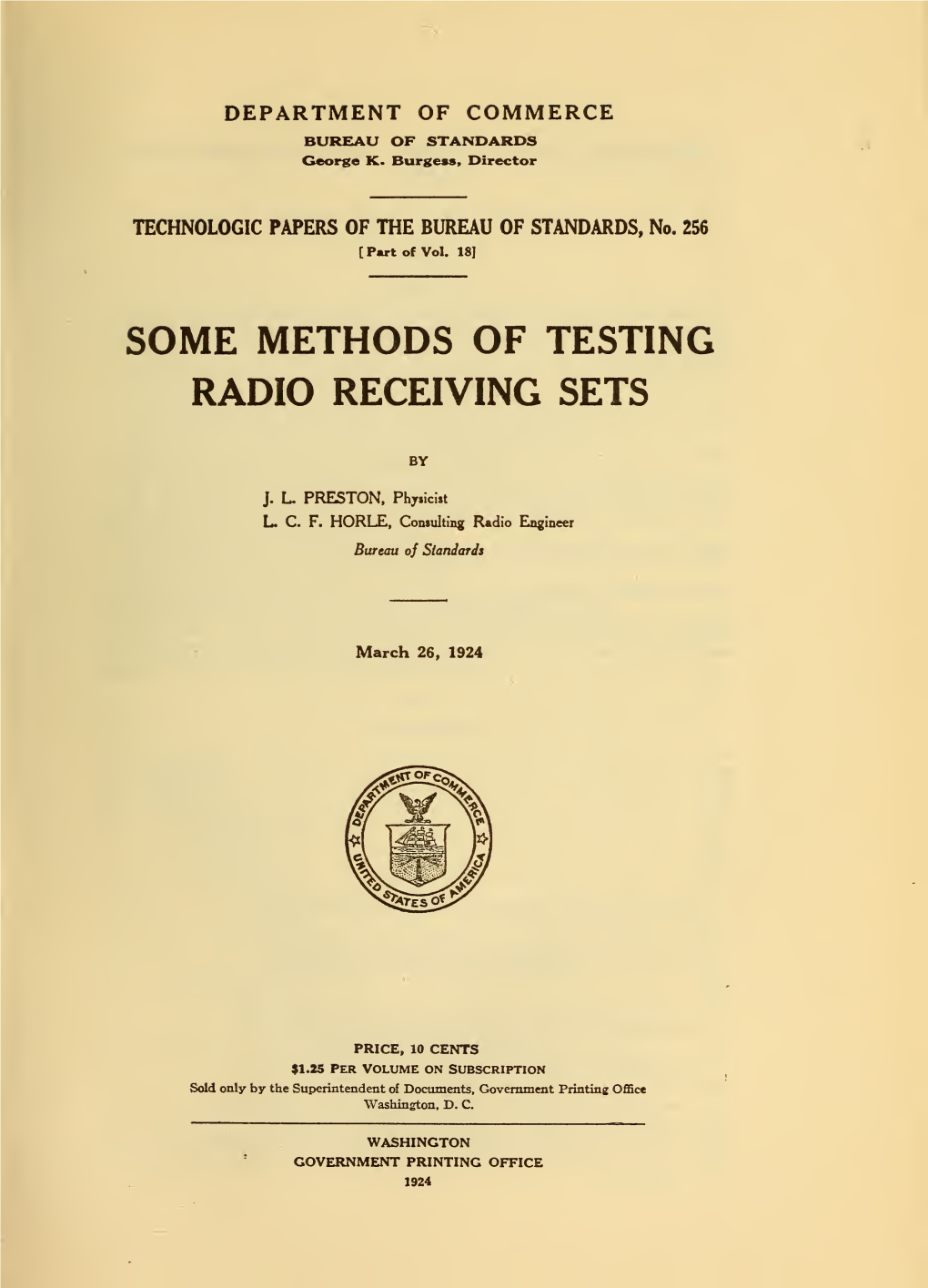 Some Methods of Testing Radio Receiving Sets