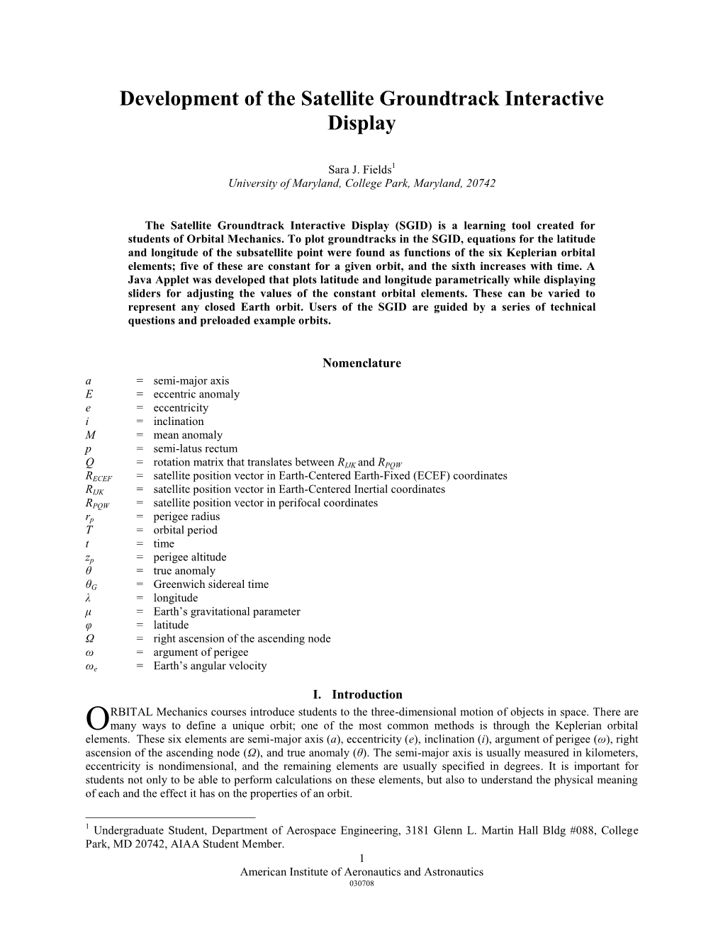 Preparation of Papers for AIAA Technical Conferences