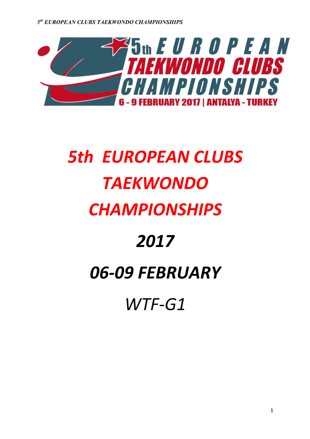 5Th EUROPEAN CLUBS TAEKWONDO CHAMPIONSHIPS