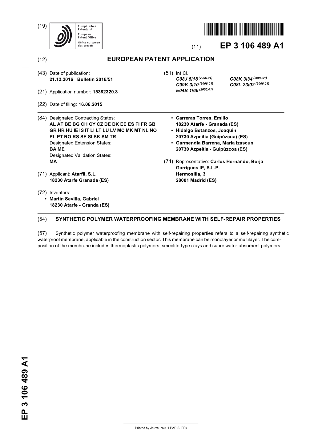 Synthetic Polymer Waterproofing Membrane with Self-Repair Properties