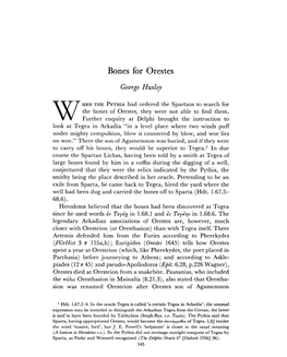 Bones for Orestes Huxley, George Greek, Roman and Byzantine Studies; Summer 1979; 20, 2; Periodicals Archive Online Pg