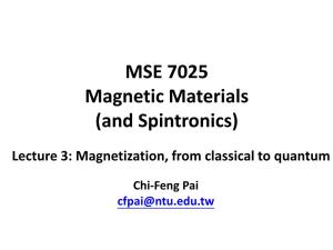 Lecture 3: Magnetization, from Classical to Quantum