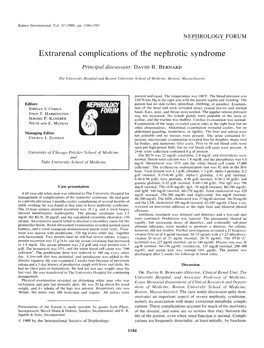 Extrarenal Complications of the Nephrotic Syndrome