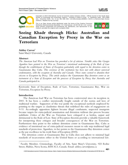 Australian and Canadian Exception by Proxy in the War on Terrorism