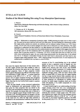 Stellacyanin. Studies of the Metal-Binding Site Using X-Ray