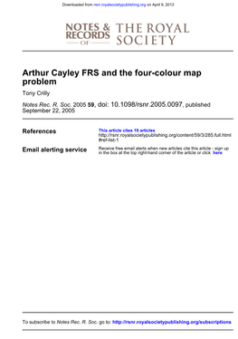 Problem Arthur Cayley FRS and the Four-Colour