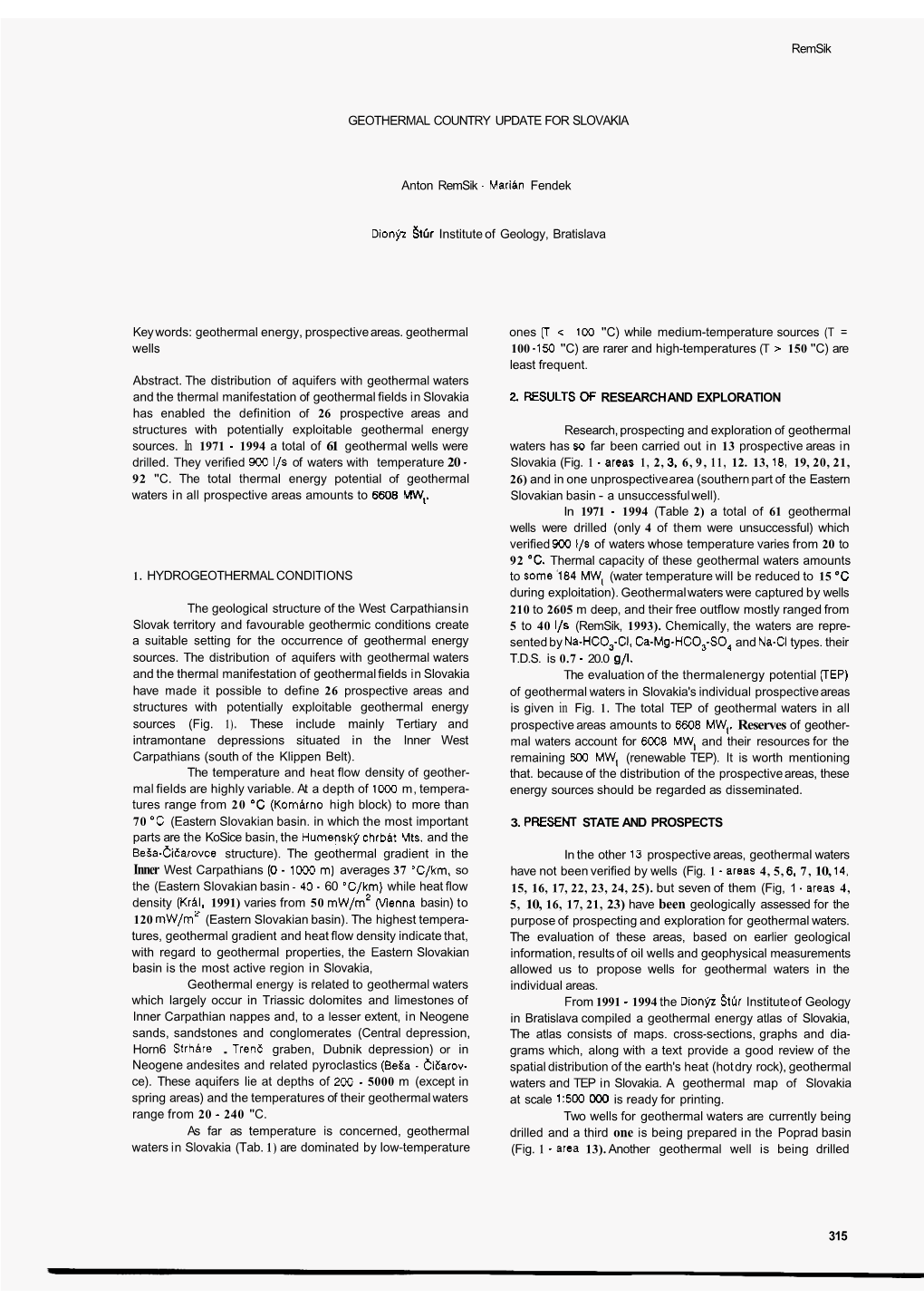 Remsik GEOTHERMAL COUNTRY UPDATE for SLOVAKIA Anton