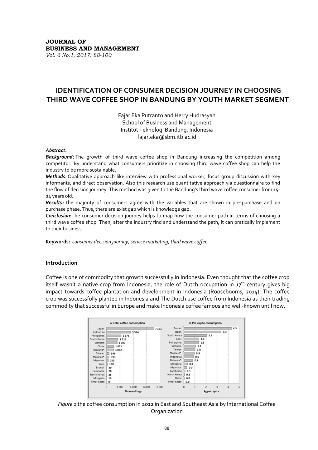 Identification of Consumer Decision Journey in Choosing Third Wave Coffee Shop in Bandung by Youth Market Segment