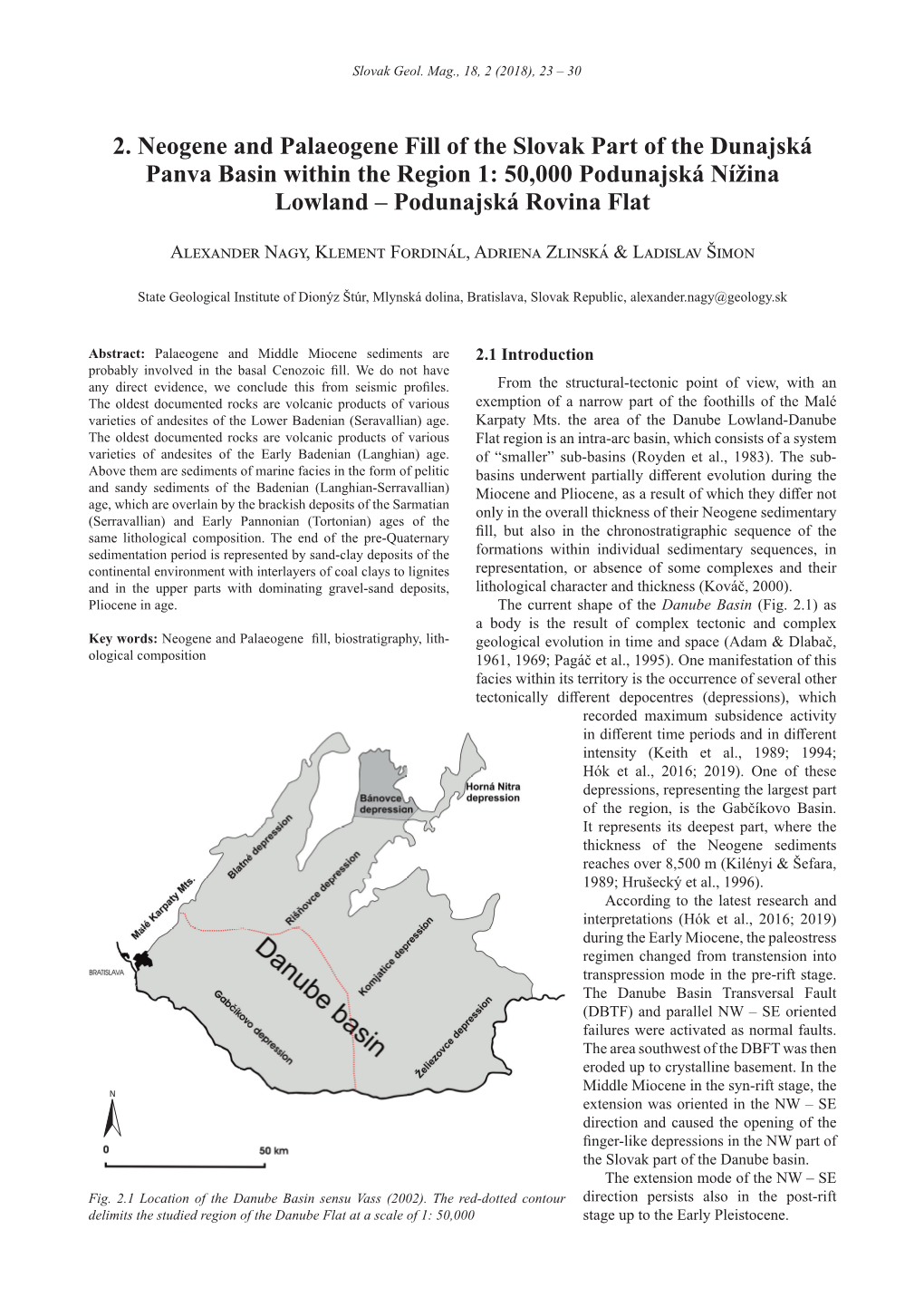 Neogene and Palaeogene Fill of the Slovak Part of the Dunajská Panva Basin Within the Region 1: 50,000 Podunajská Nížina Lowland – Podunajská Rovina Flat