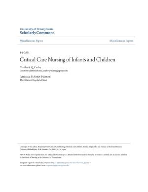 Critical Care Nursing of Infants and Children Martha A