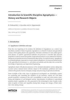 Introduction to Scientific Discipline Agrophysics—History And