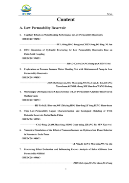 Content A. Low Permeability Reservoir