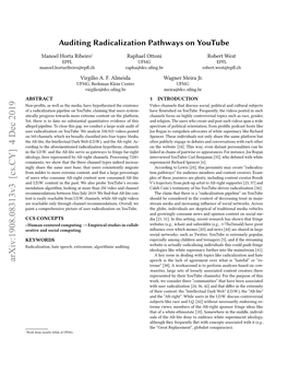 Auditing Radicalization Pathways on Youtube