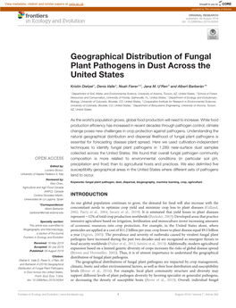 Geographical Distribution of Fungal Plant Pathogens in Dust Across the United States