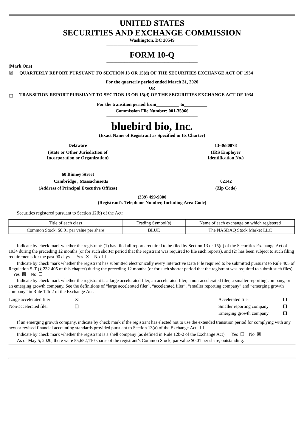 Bluebird Bio, Inc