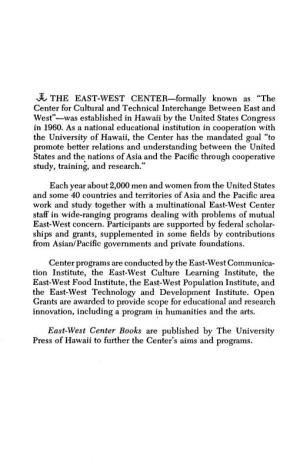 THE EAST-WEST CENTER-Formally Known As