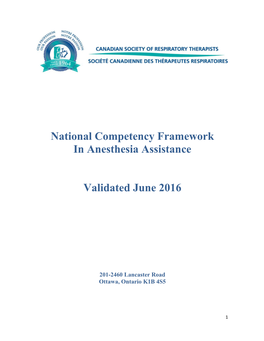National Competency Framework for Anesthesia Assistance