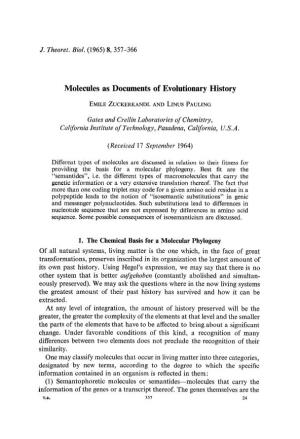 Molecules As Documents of Evolutionary History