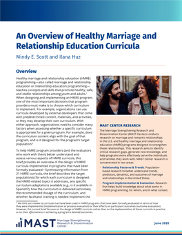 An Overview of Healthy Marriage and Relationship Education Curricula Mindy E
