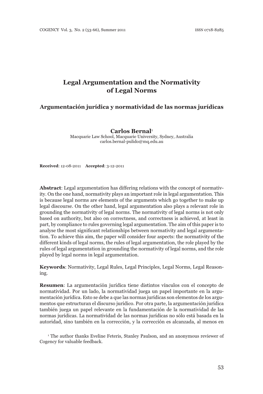 Legal Argumentation and the Normativity of Legal Norms