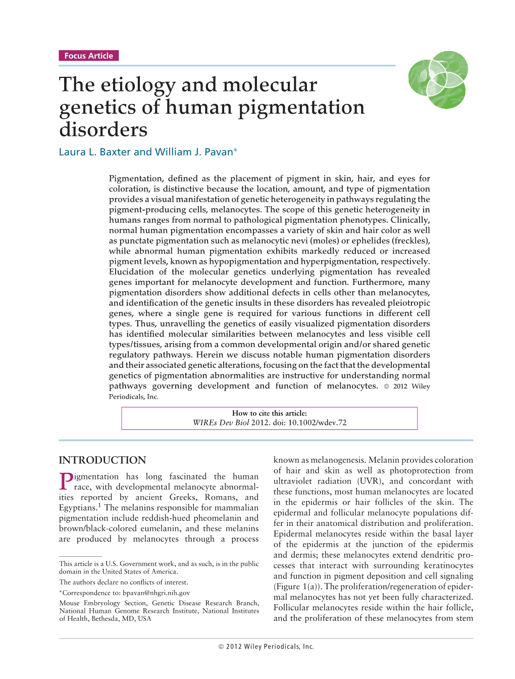 The Etiology and Molecular Genetics of Human Pigmentation Disorders