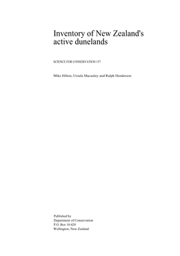 Inventory of New Zealand's Active Dunelands