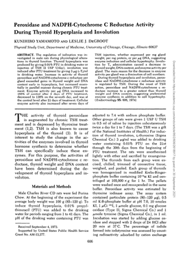 Peroxidase and NADPH-Cytochrome C Reductase Activity During Thyroid Hyperplasia and Involution