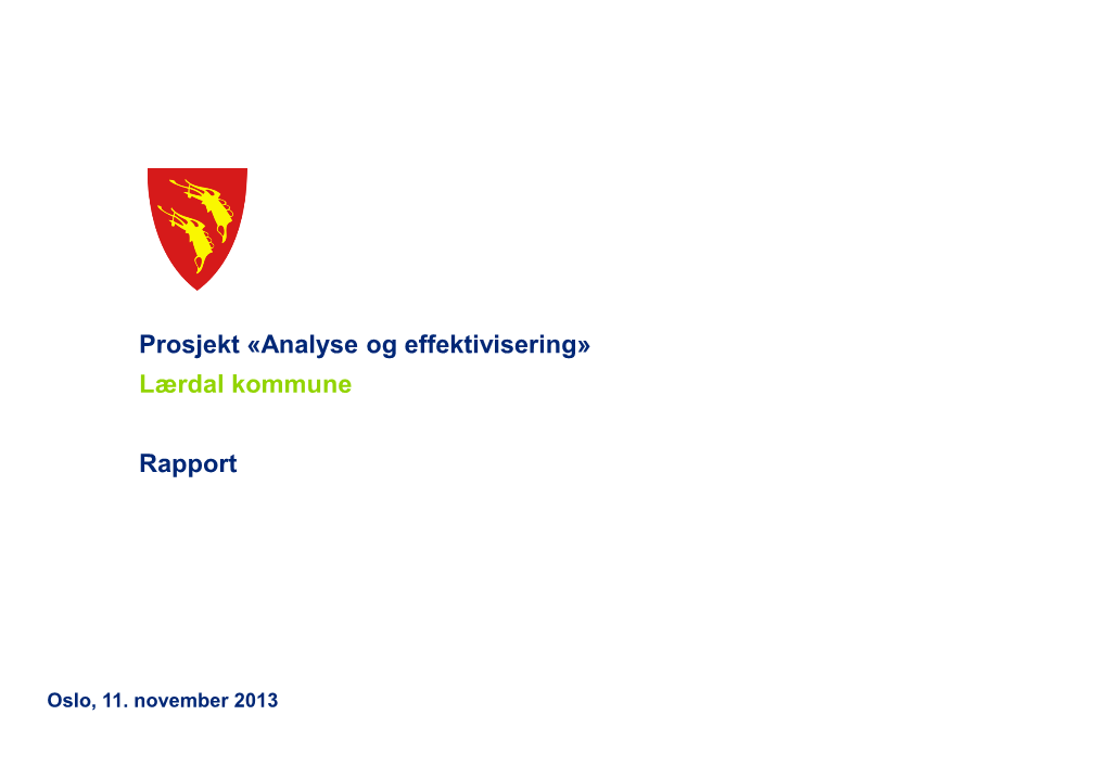 Prosjekt «Analyse Og Effektivisering» Lærdal Kommune Rapport