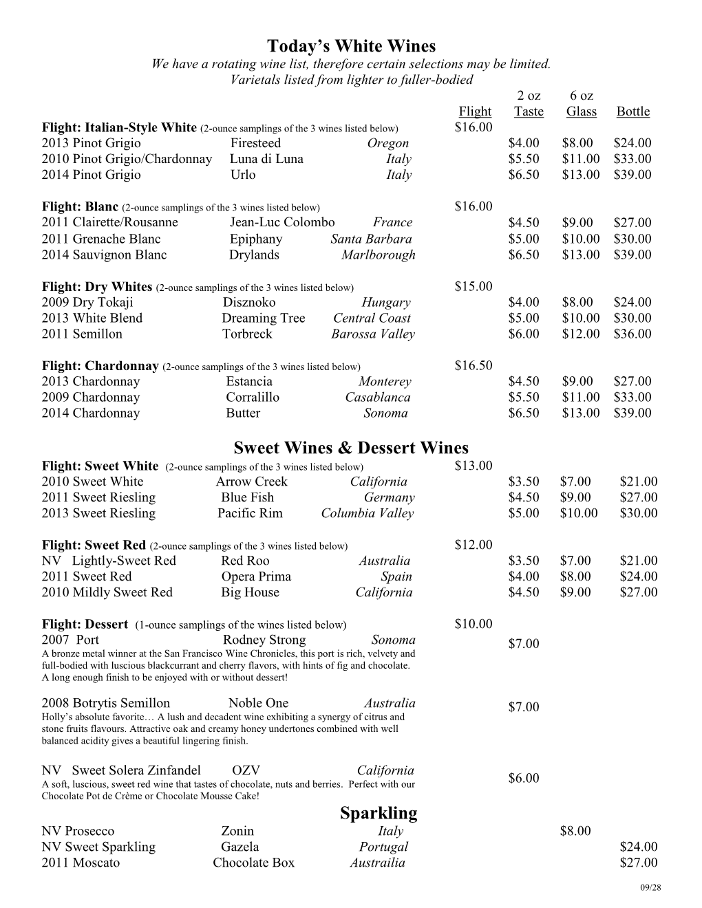 This Week's White Wines