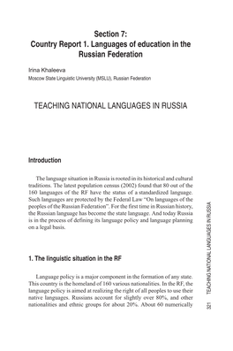 Country Report 1. Languages of Education in the Russian Federation