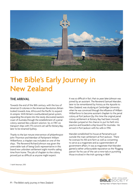 The Bible's Early Journey in NZ