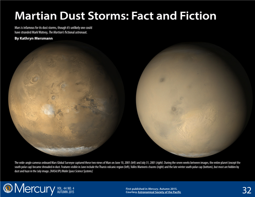 Martian Dust Storms: Fact and Fiction