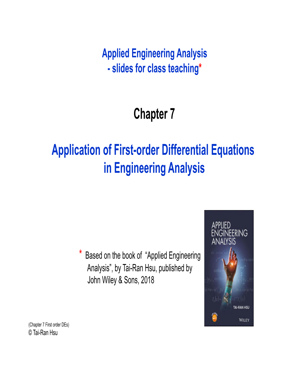 Application of First-Order Differential Equations in Engineering Analysis