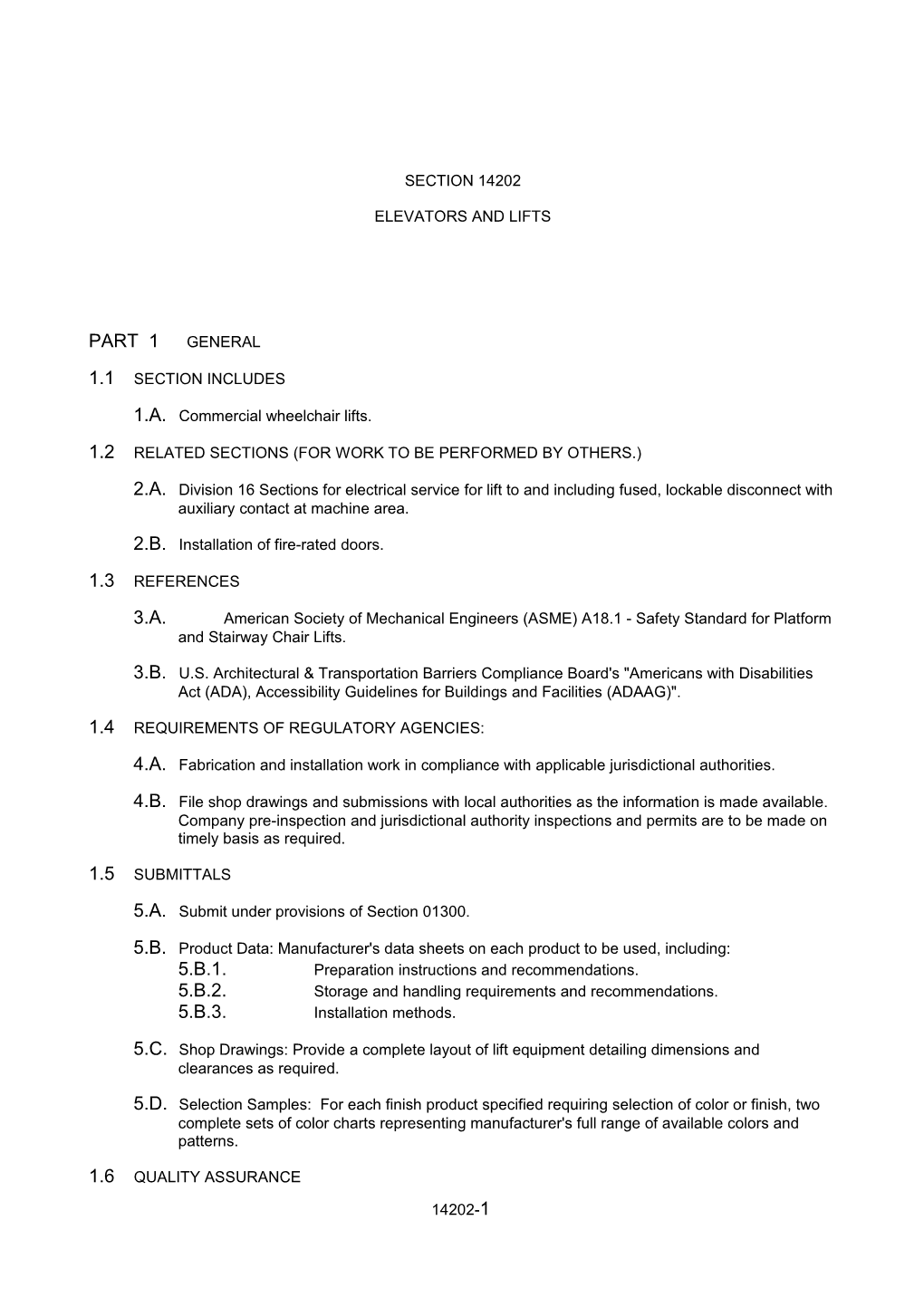 NOTE to SPECIFIER Savaria Concord Lifts Inc.; Residential and Commercial Elevator And