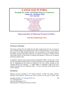 Women in Malaysia Have Been Involved in Politics Since the Pre