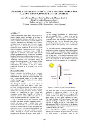 MODELING a SOLAR CHIMNEY for MAXIMUM SOLAR IRRADIATION and MAXIMUM AIRFLOW, for LOW LATITUDE LOCATIONS Leticia Neves1, Maurício