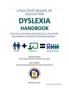 Utah State Board of Education Dyslexia Handbook (PDF File)