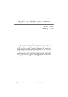 Proof of the Jordan Curve Theorem