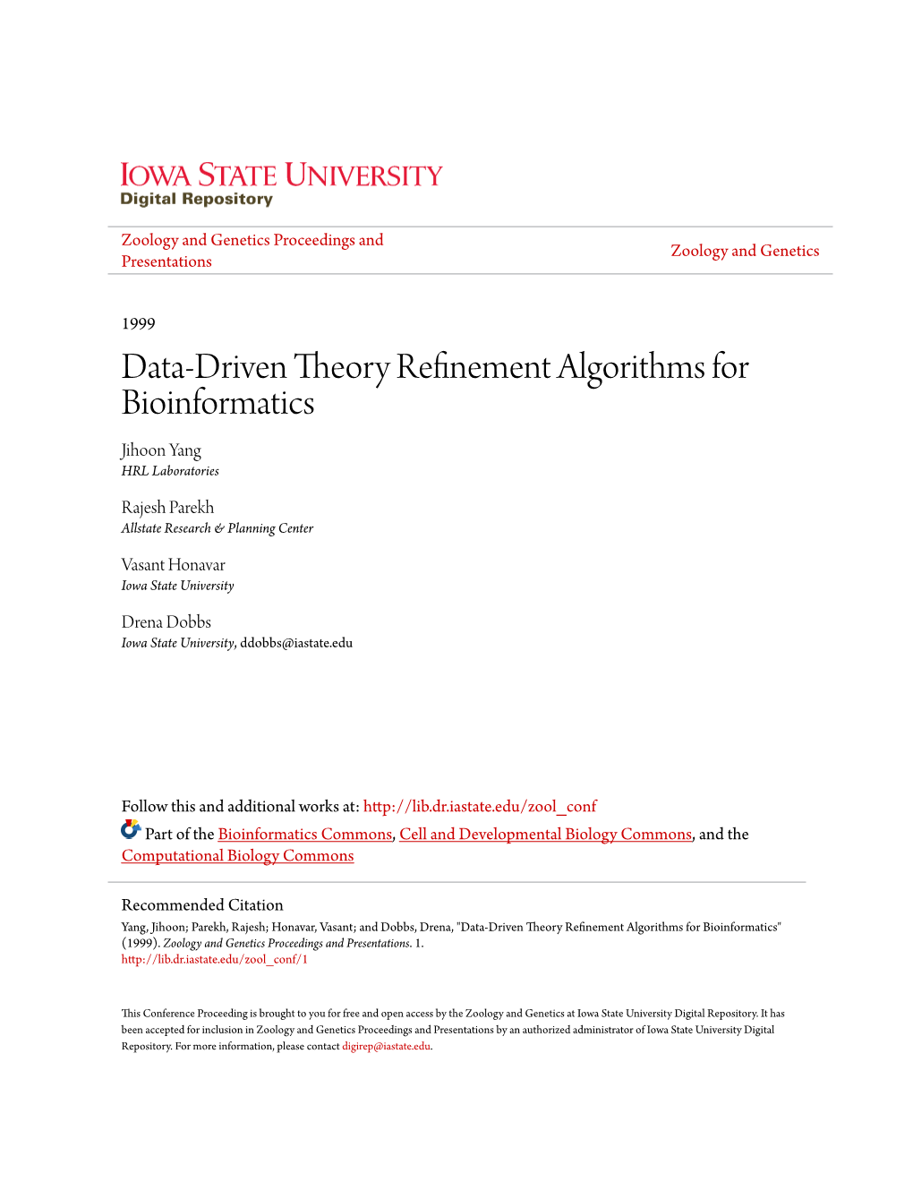 Data-Driven Theory Refinement Algorithms for Bioinformatics Jihoon Yang HRL Laboratories