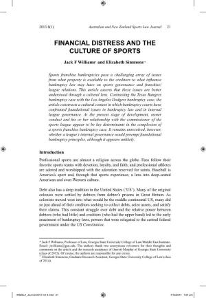 Financial Distress and the Culture of Sports