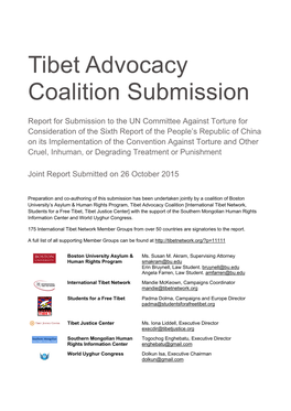 Tibet Advocacy Coalition Submission