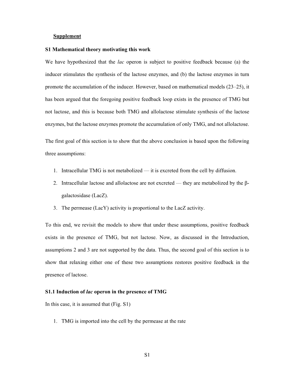 S1 Supplement S1 Mathematical Theory Motivating This Work We Have