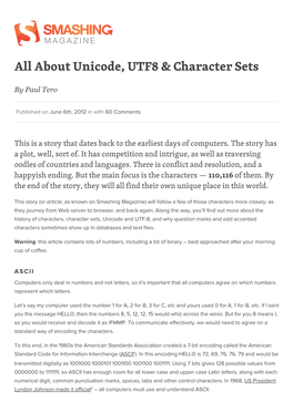 About Unicode, UTF8 & Character Sets