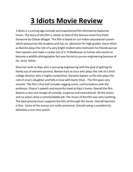 3 Idiots Movie Review