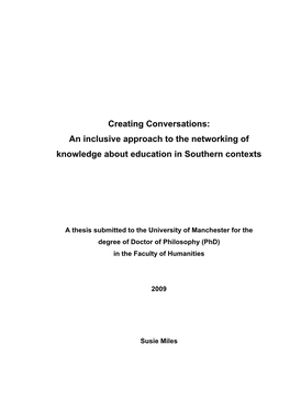 Creating Conversations: an Inclusive Approach to the Networking of Knowledge About Education in Southern Contexts