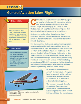 LESSON 3 General Aviation Takes Flight