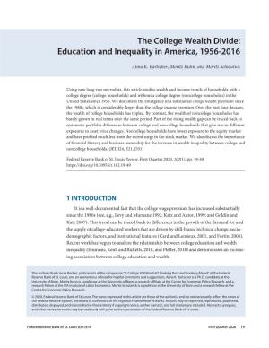 The College Wealth Divide: Education and Inequality in America, 1956-2016