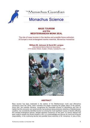 MASS TOURISM and the MEDITERRANEAN MONK SEAL