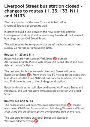 Liverpool Street Bus Station Closure