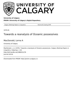 Towards a Reanalysis of Oceanic Possessives